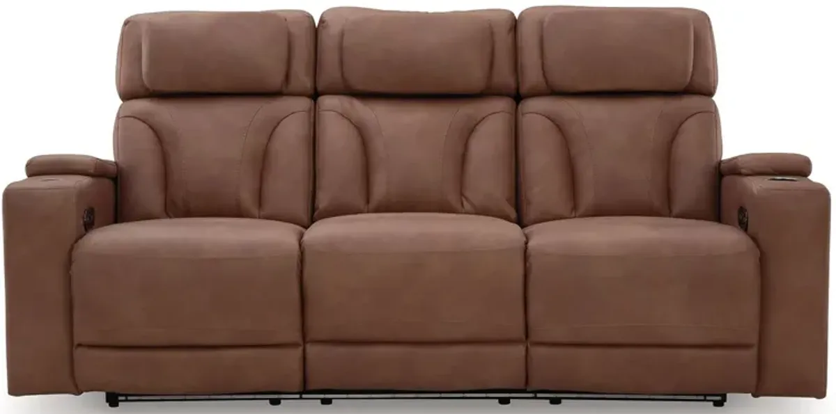 Clean-Slate - Caramel - Power Reclining Sofa / Adj Headrest
