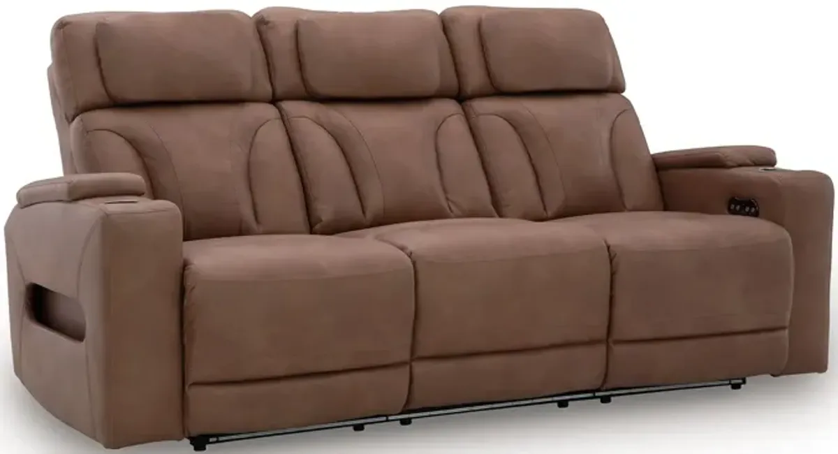 Clean-Slate - Caramel - Power Reclining Sofa / Adj Headrest