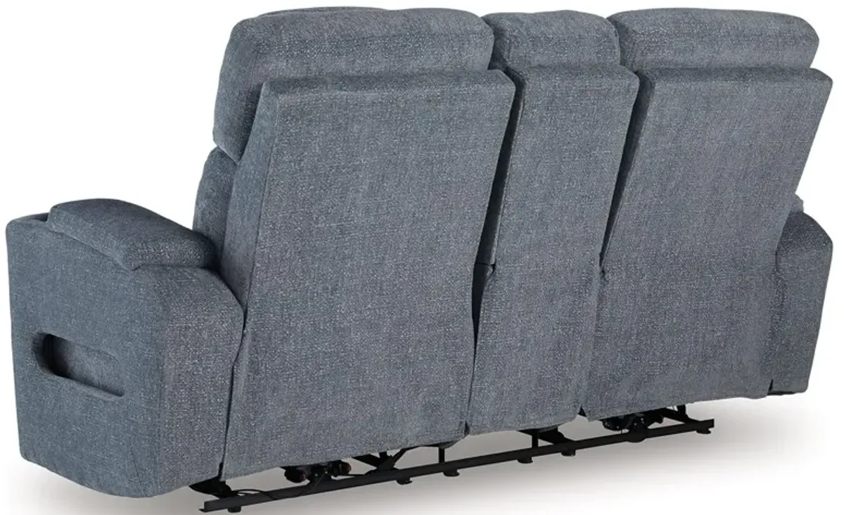 Studio Cave - Steel - Power Reclining Loveseat with Console