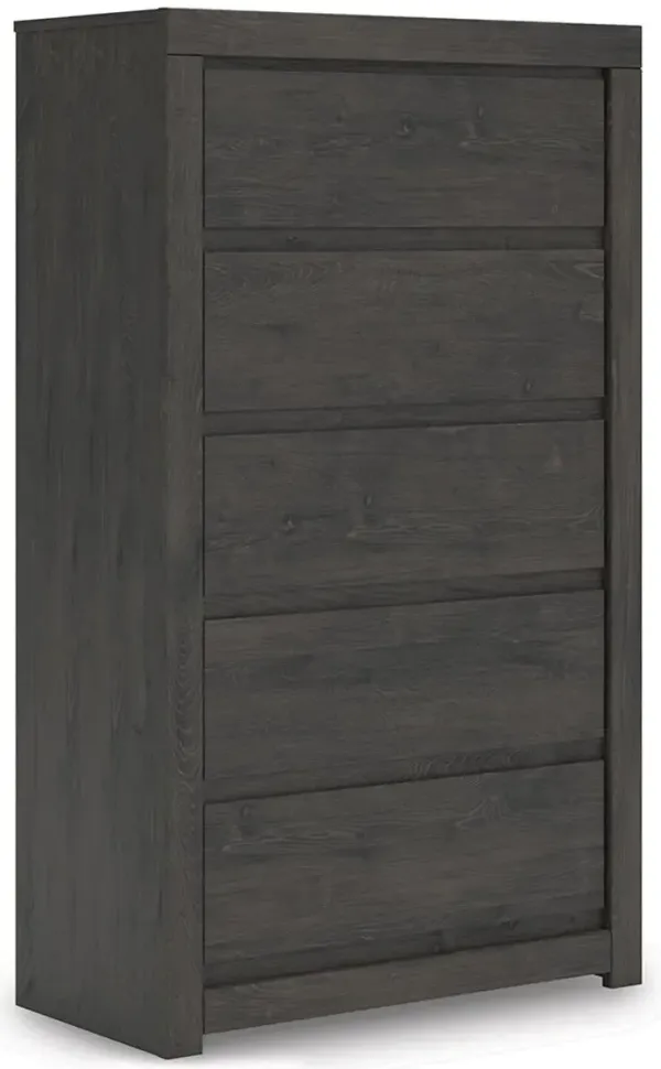 Fraluna - Five Drawer Chest - Charcoal