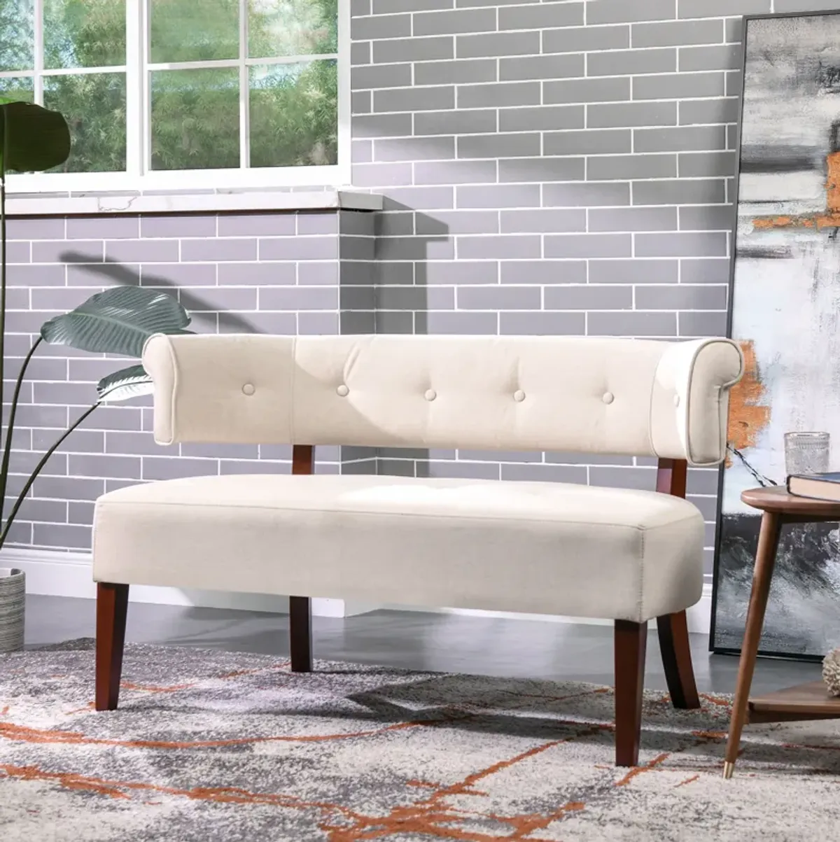 Jared - Versatile Roll Arm Tufted Bench Settee