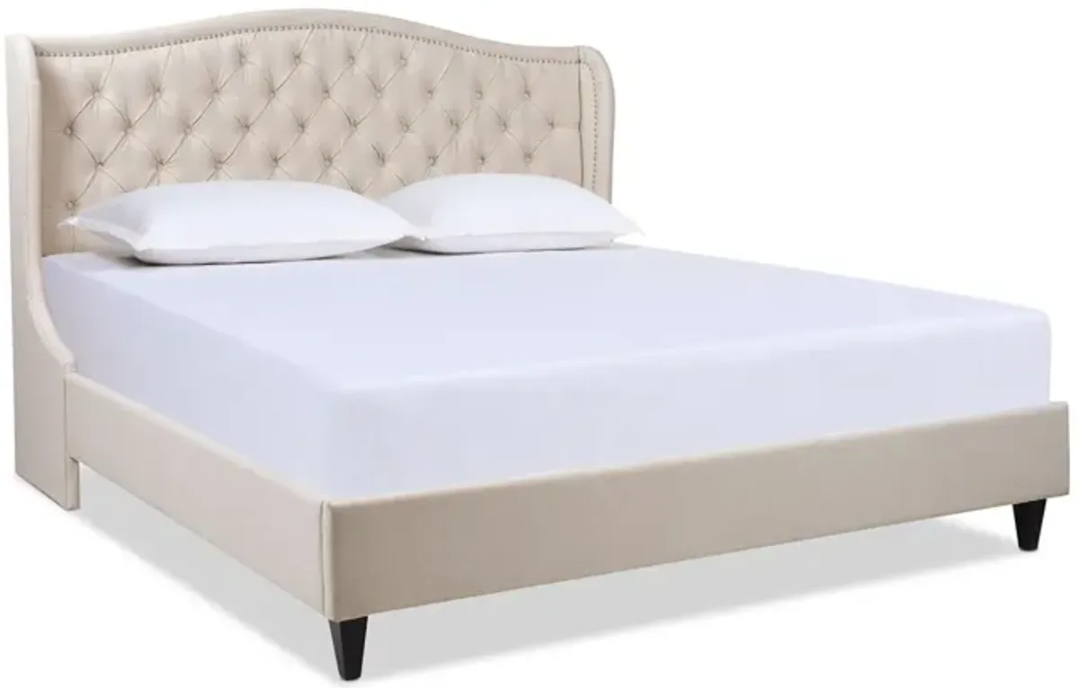 Coverley - King Tufted Shelter Platform Bed - Sky Neutral Beige