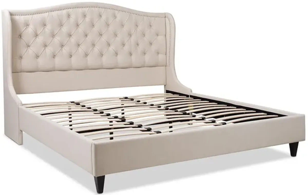 Coverley - King Tufted Shelter Platform Bed - Sky Neutral Beige