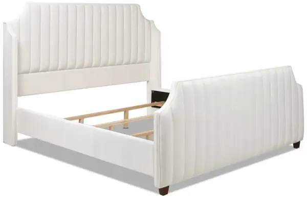 Addison - King Tufted Panel Bed Frame - Cloud White