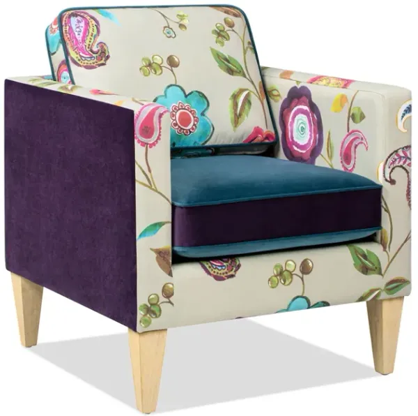 Mamba - Patchwork Accent Chair - Teal Blue Purple / Multicolored Floral