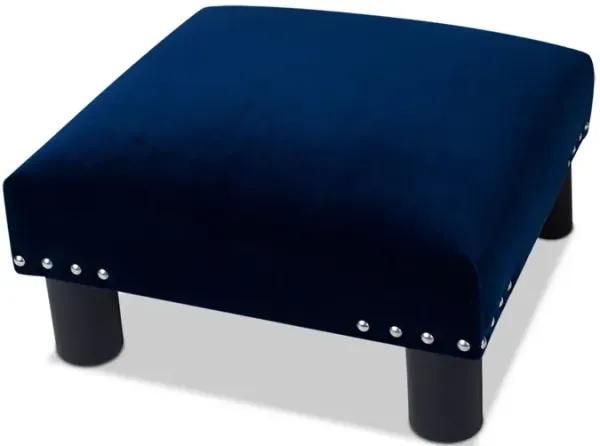 Jules - Square Accent Footstool Ottoman - Navy Blue