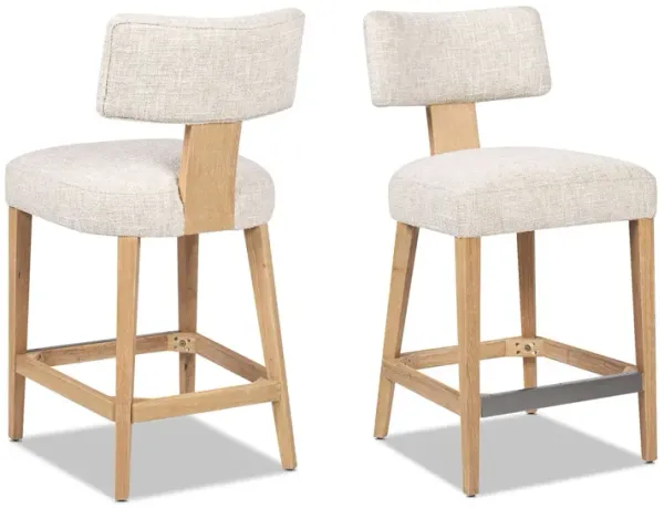 Penny - Round Arched Upholstered Counter Stool (Set of 2) - Travertine Beige