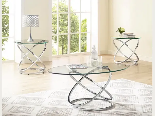 Modern Contemporary Cocktail Table Set - Chrome