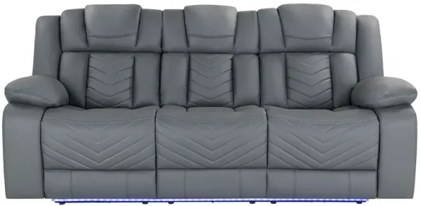 Raize - 10 Power Reclining Sofa With DDT, WC And LED - Gray
