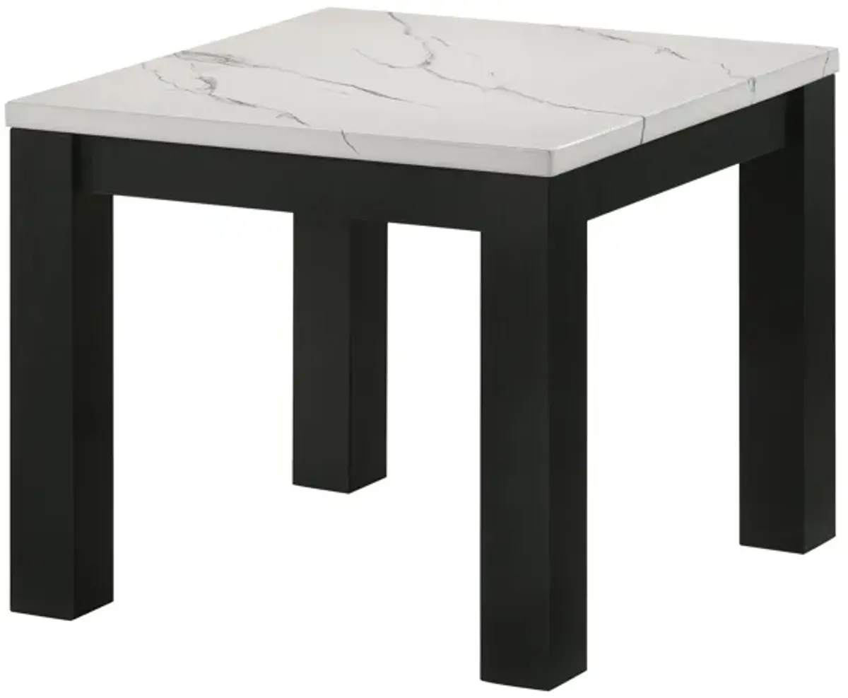 Ivy - 3 Piece Faux Marble White Cocktail Set - White / Black