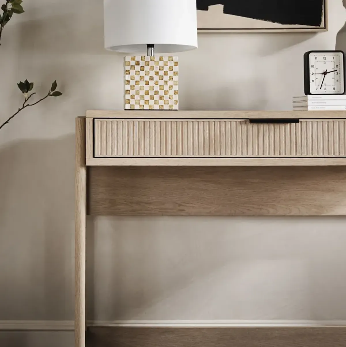 Transitional Reeded Writing Desk With Drawer