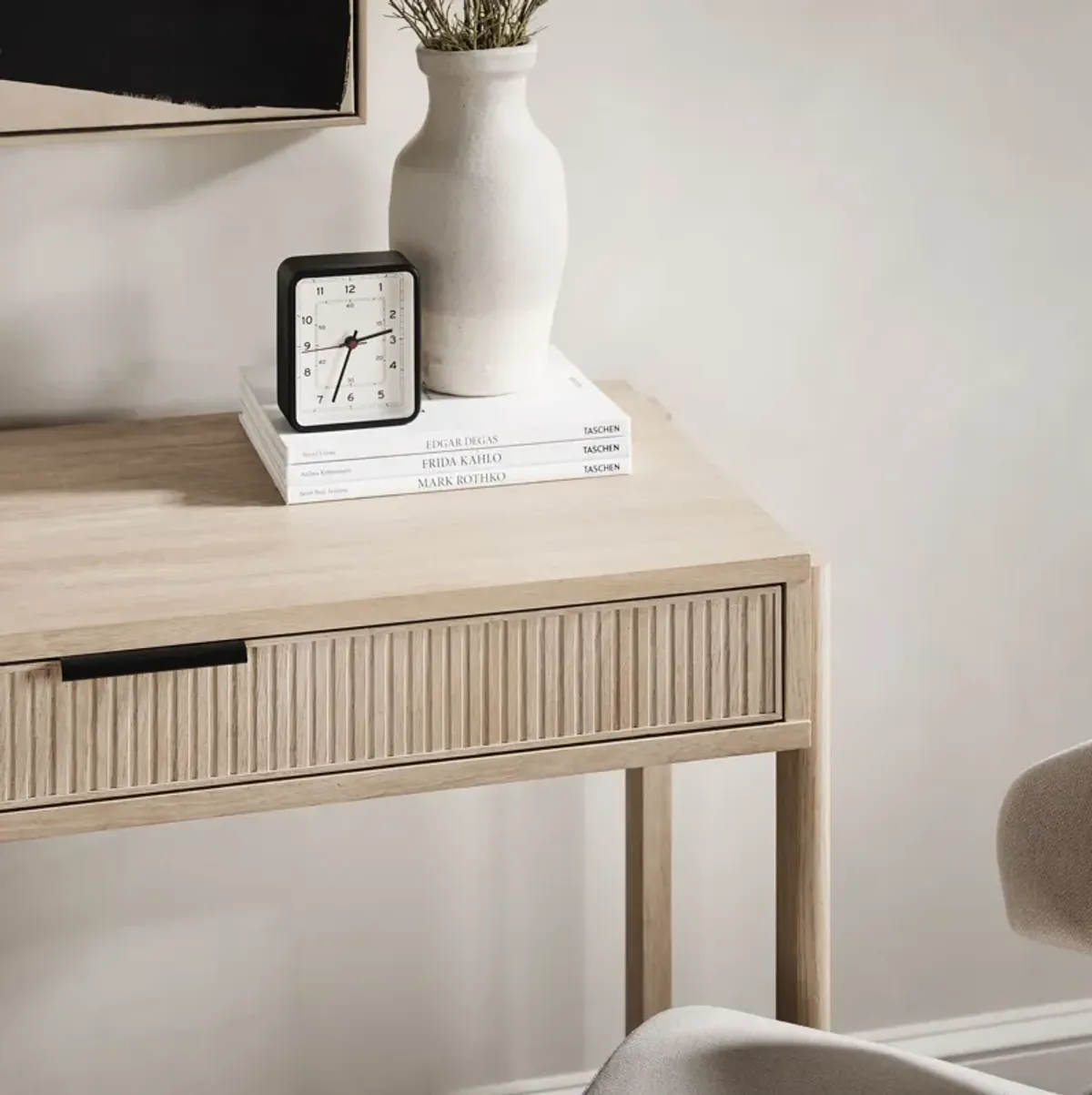 Transitional Reeded Writing Desk With Drawer