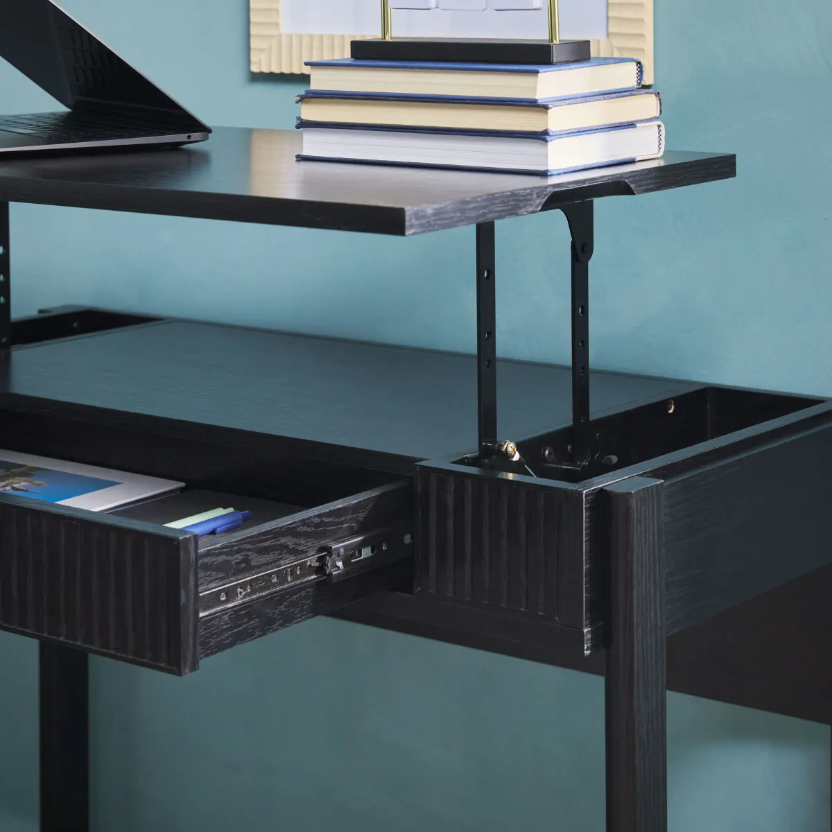 Transitional Reeded Writing Desk With Drawer
