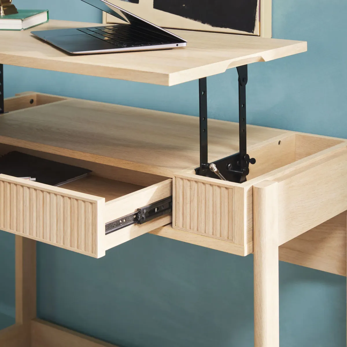 Transitional Reeded Writing Desk With Drawer