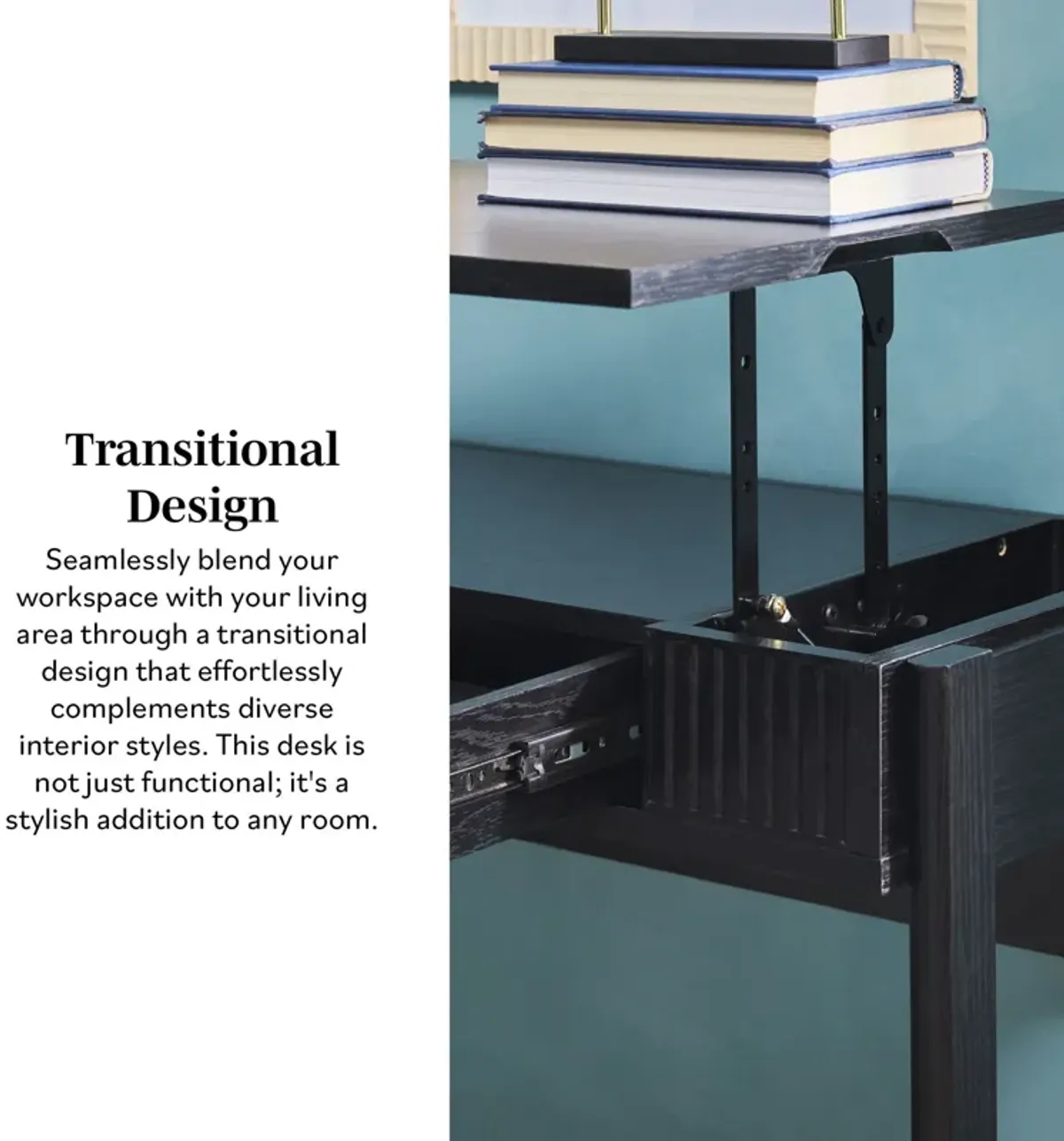 Transitional Reeded Writing Desk With Drawer