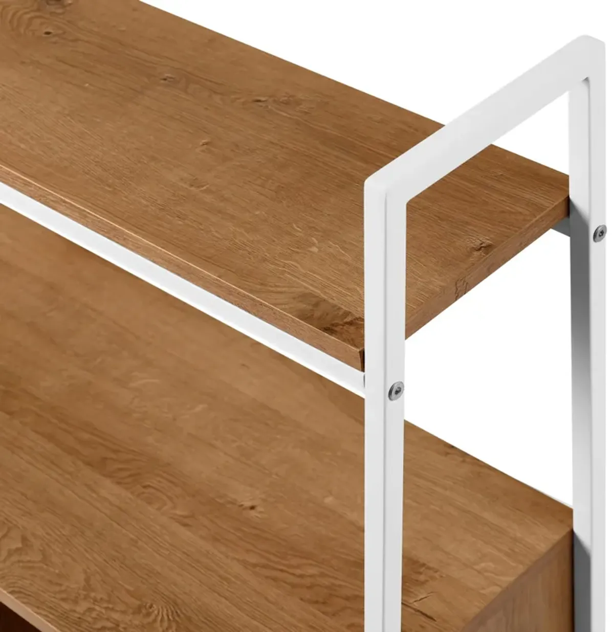 Modern Industrial 3 Cubby Storage Console - English Oak