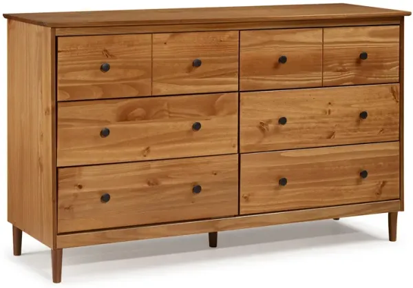 Classic 6 Drawer Dresser - Caramel