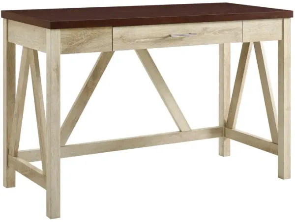 Modern Farmhouse A Frame Two Tone Desk - Brown