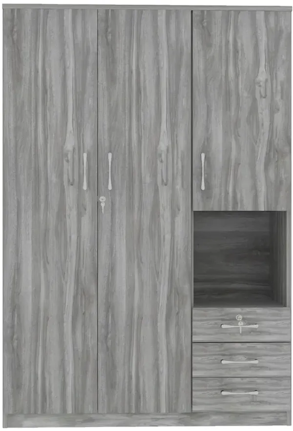 2 Doors Wardrobe Storage For Bedroom With Shelves And 3 Drawers