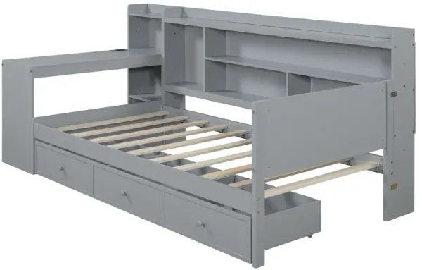 Daybed With 3 Drawers USB Ports And Desk