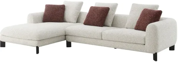 Mardi - Tweed Sectional Sofa With 3 Pillows - Maroon / Beige