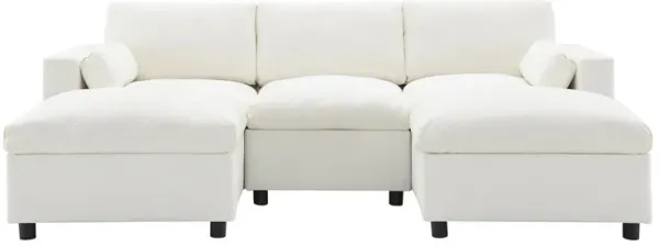 Modular Sectional With Storage Pockets, 5 Seat U Shaped Couch Set With Pillows, Free Combination Modern Cloud Sofa With 2 Movable Ottoman