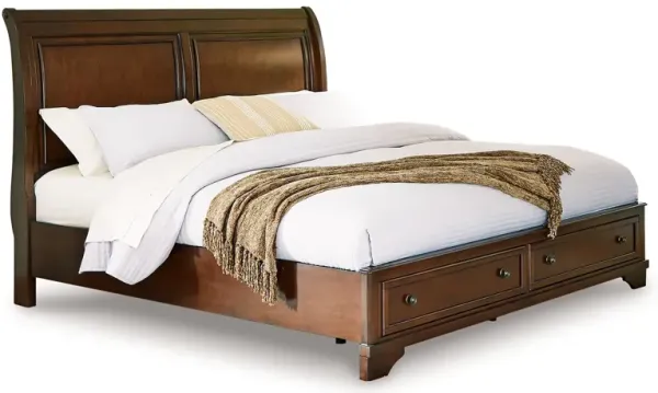 Trellington - Queen Sleigh Storage Bed - Brown