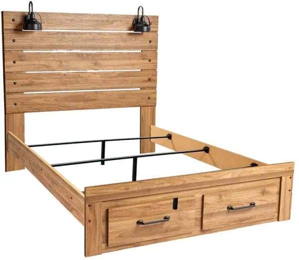 Pasklyn - Brown - King Panel Storage Bed