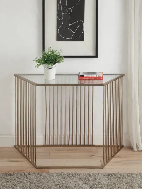 Oaklie - Clear Glass Top Sofa Table - Champagne