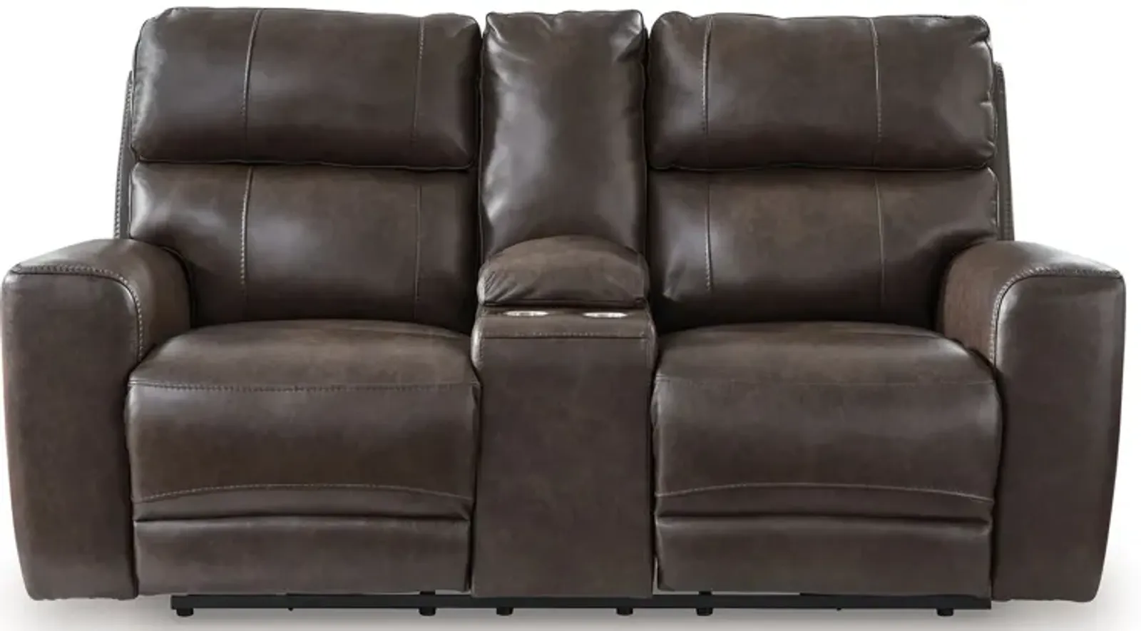 Crossplex - Power Reclining Loveseat / Console / Adjustable Headrest - Smoke