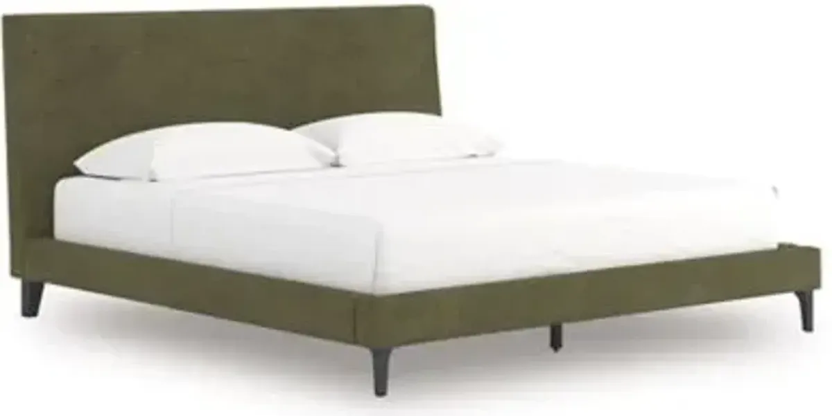 Chirason - Sage Green - California King Upholstered Bed With Roll Slats