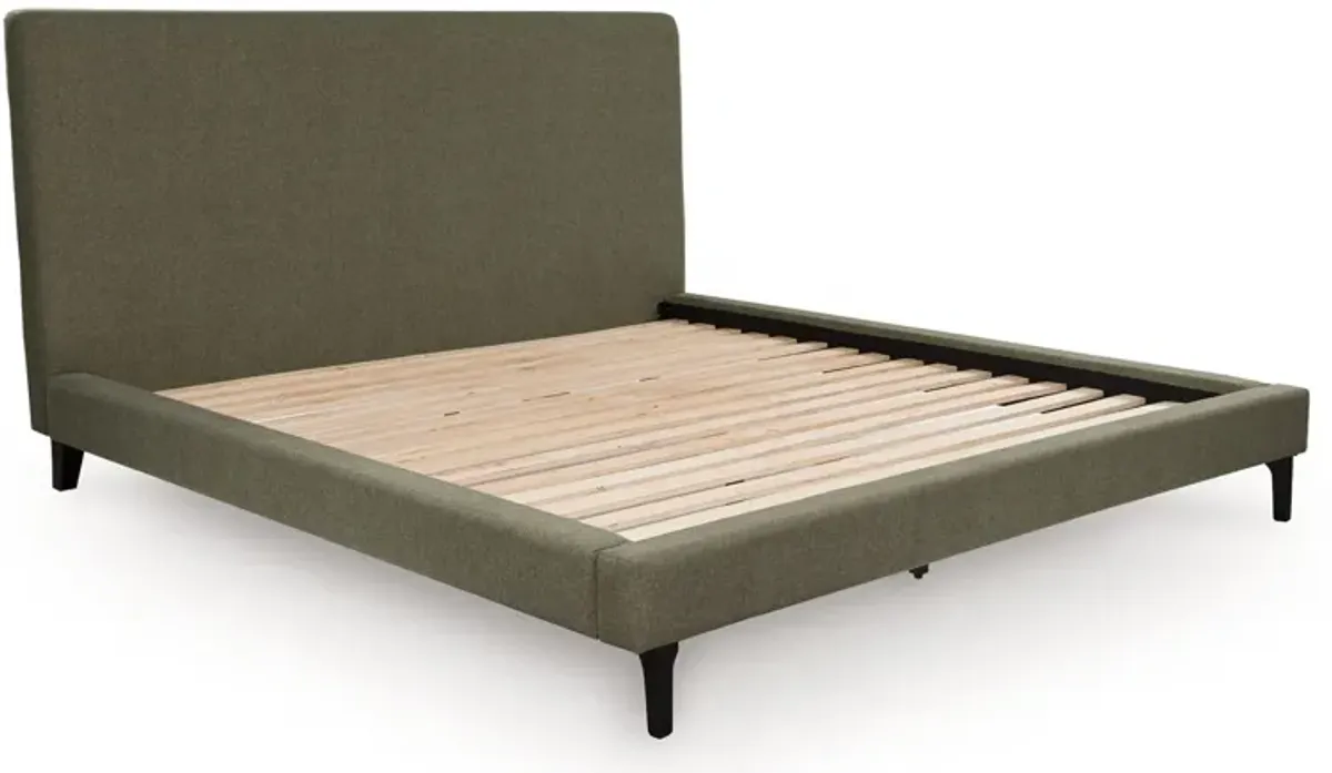 Chirason - Sage Green - California King Upholstered Bed With Roll Slats
