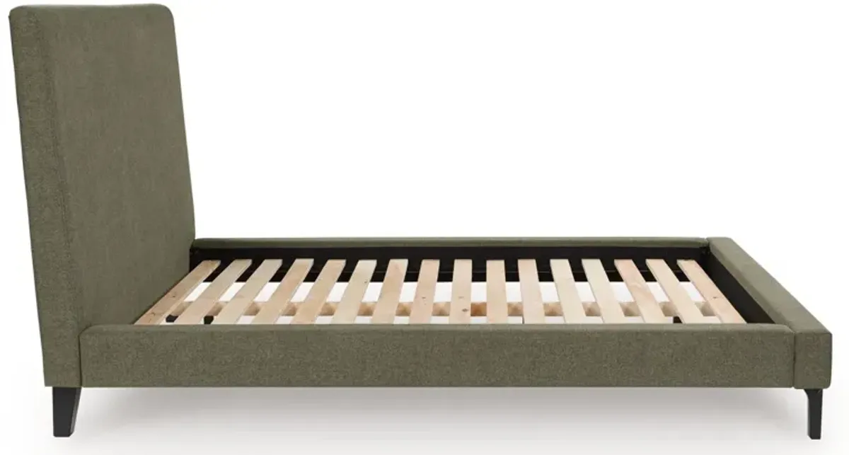 Chirason - Sage Green - Queen Upholstered Bed With Roll Slats