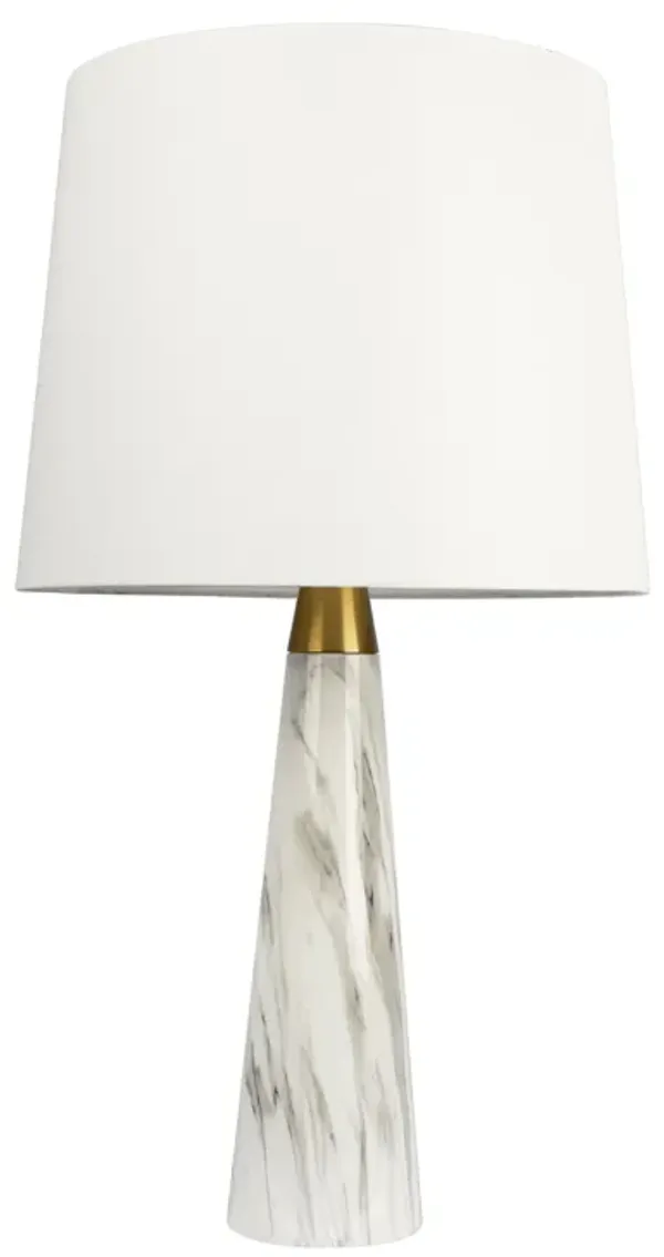 Enclave - Hydro Table Lamp With On / Off Switch Faux Marble Base Shade - Gold / White / White Marble
