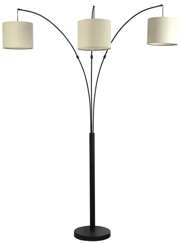 Royal - 3 Arm Arc Floor Lamp, Oil Rubbed Bonze With Linen Shade, 4 Way Rotary Switch - Oil-Rubbed Bronze