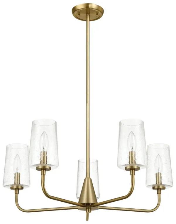 Dazzle - 5 Lights Chandelier With Clear Seeded Satin - Antique Brass / Clear / Gold