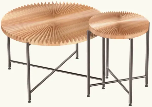 Radial - Pattern Coffee And End Table Set Waterproof Cover, Distressed Cylindrical Design (Set of 2)