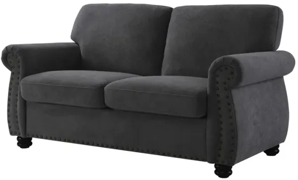 Soft Loveseat, Upholstered 2 Seater Couch, Loose Back Cushions And Turned Legs