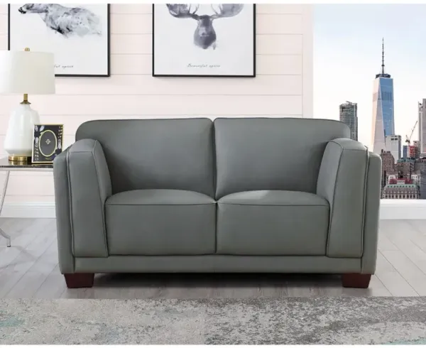 Marshall - Leather Loveseat - Slate