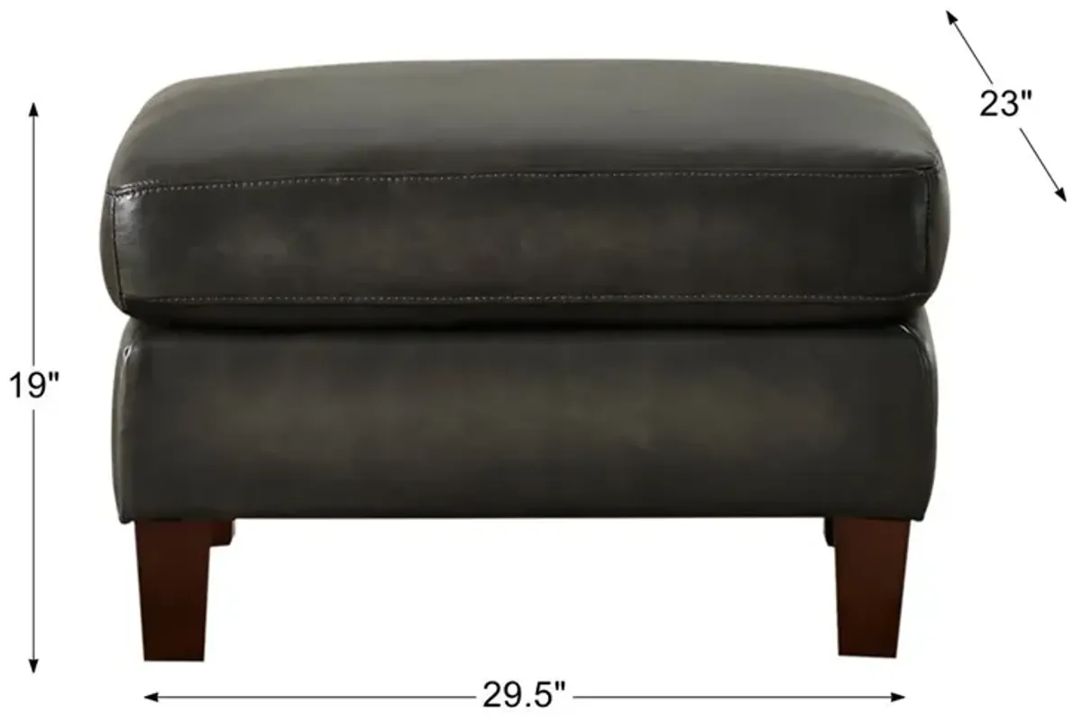 Weldon - Leather Ottoman - Gun Ash