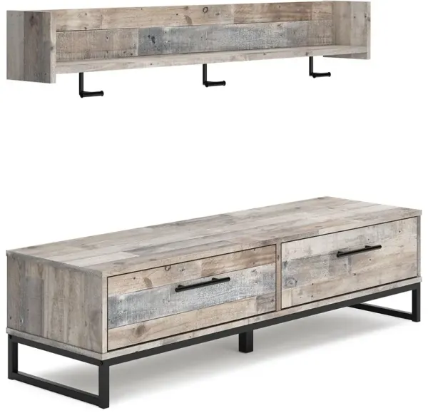 Neilsville - Whitewash - Bench With Coat Rack