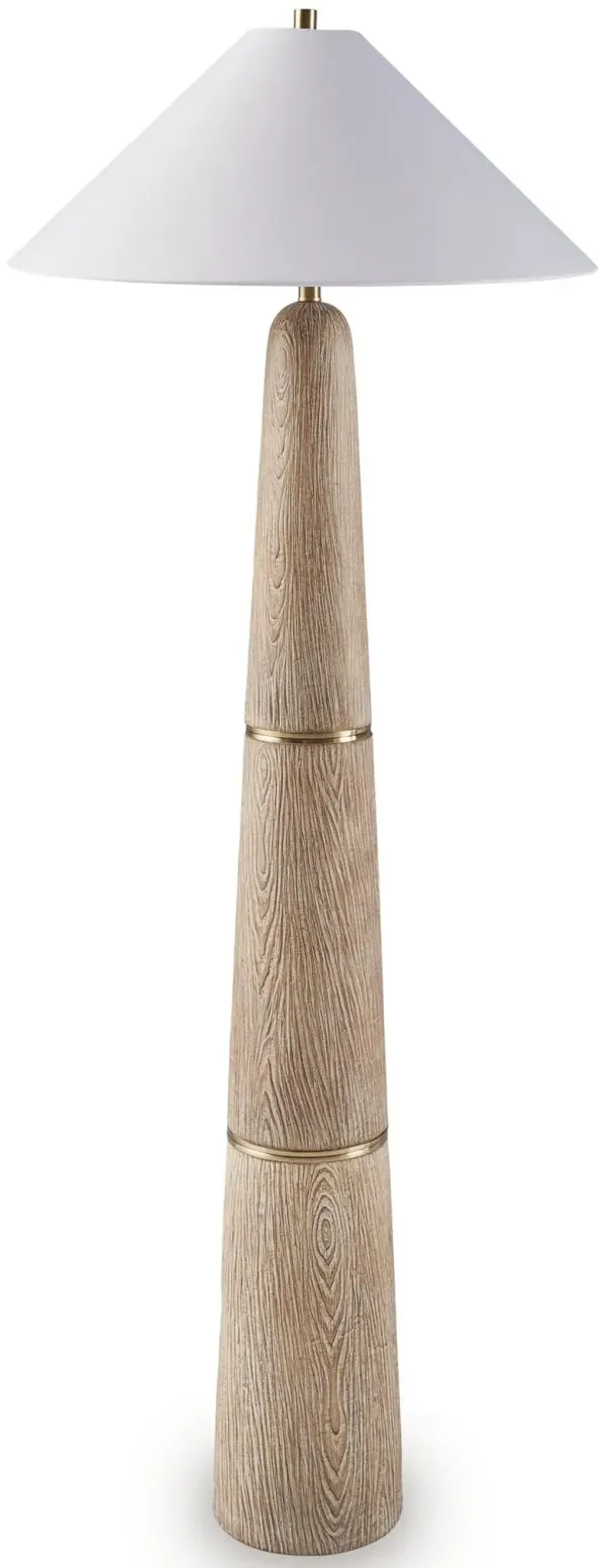 Gasparleigh - Poly Floor Lamp - Brown / Gold Finish