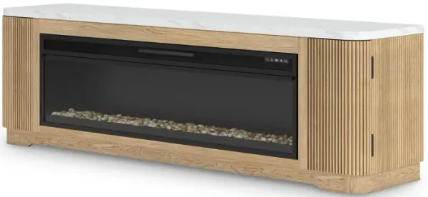 Camdill - 80" TV Stand With Electric Fireplace - Light Brown