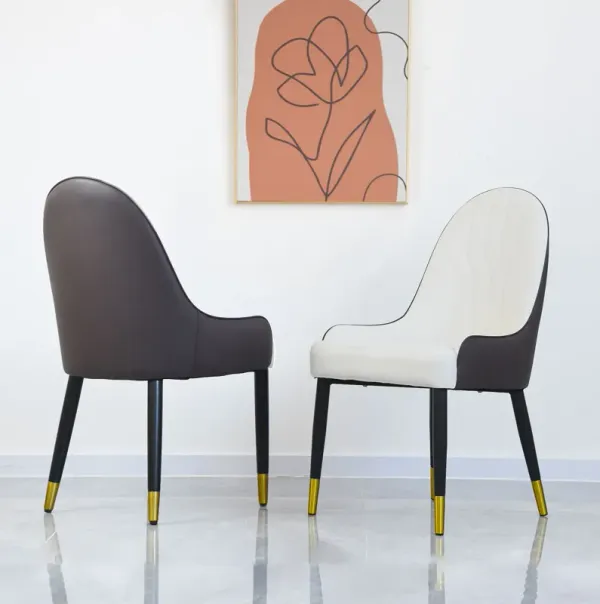 Modern PU Sponge-Filled Dining Chair, Solid Wood Metal Legs, Suitable For Restaurants, Living Rooms And Rooms (Set of 2)