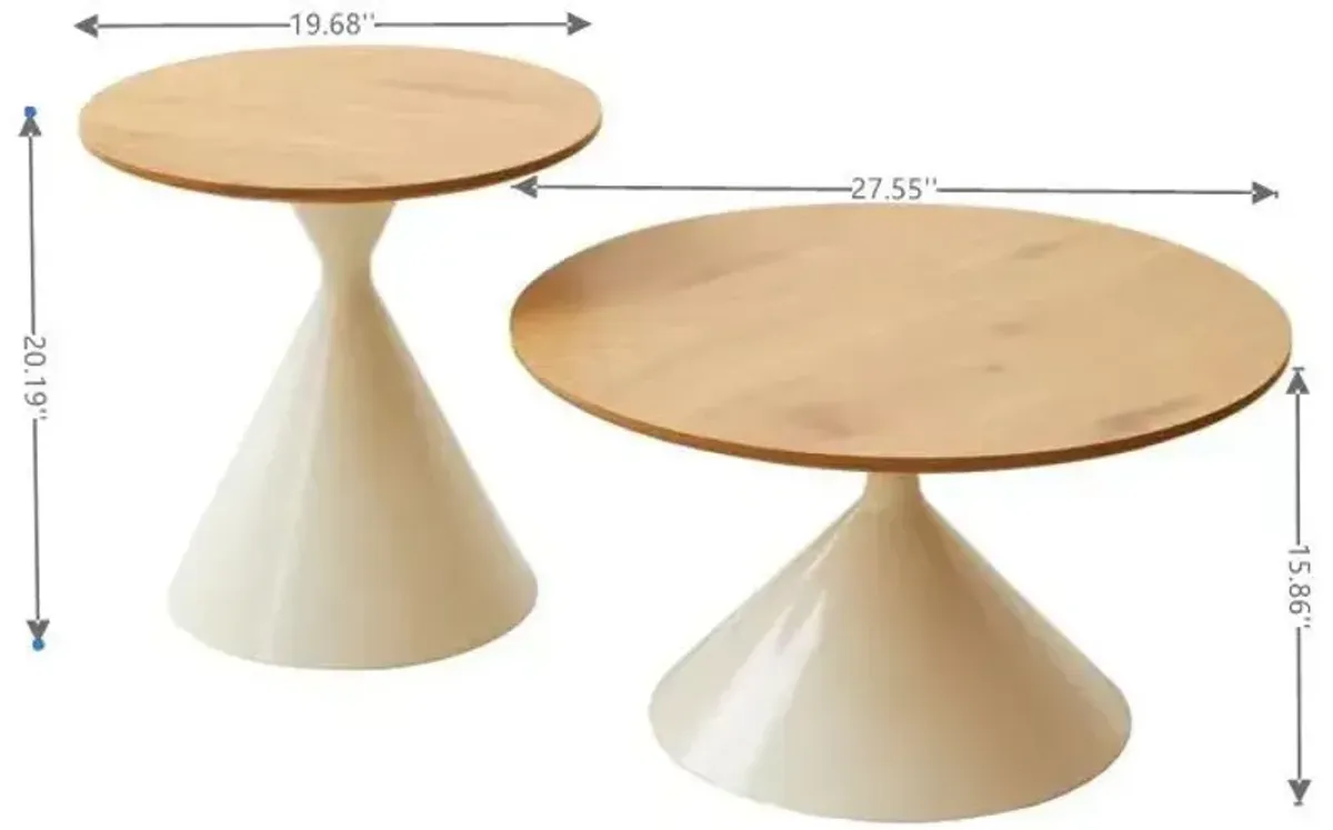 Round Coffee Table - Brown / White