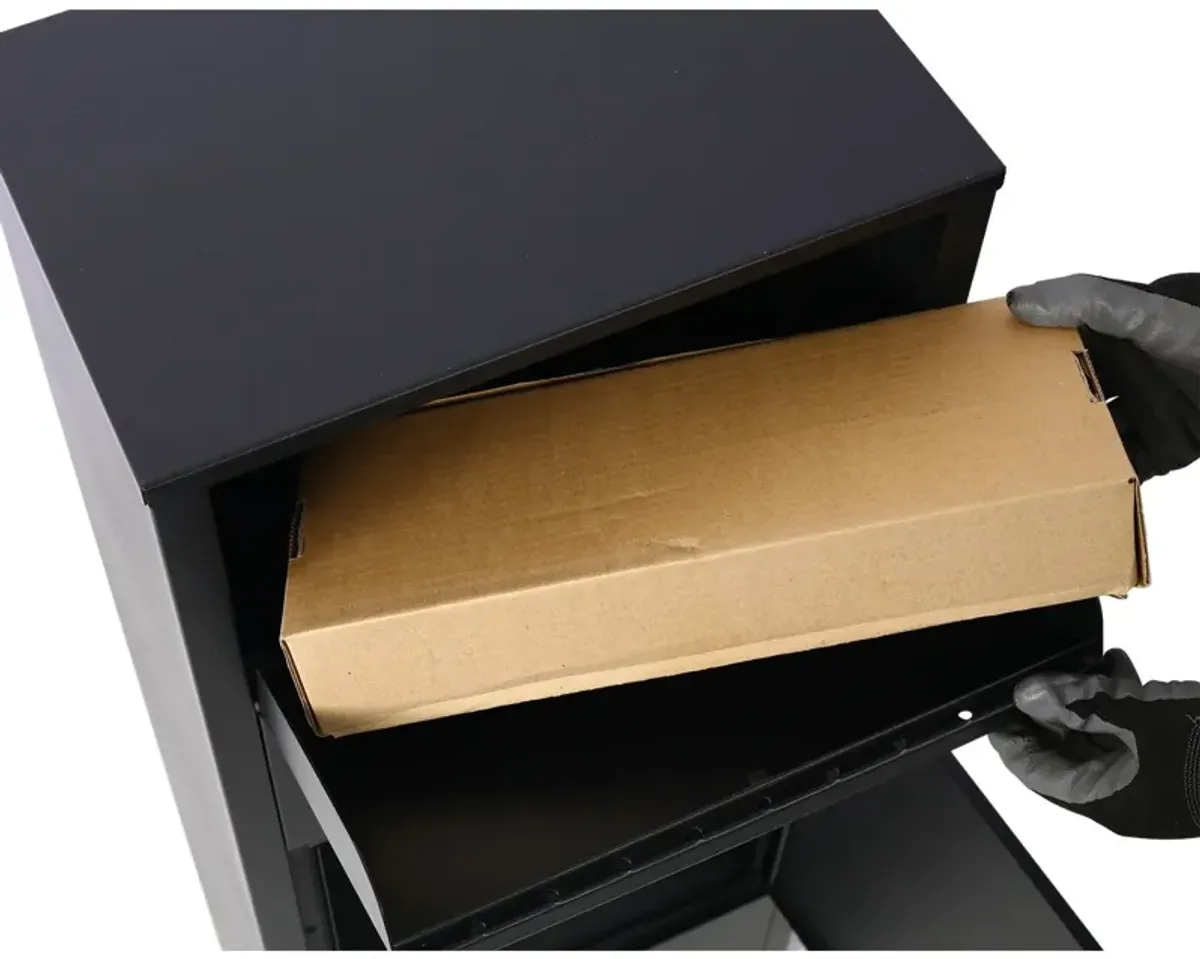 Large Package Delivery Parcel Mail Drop Box With Lockable Storage Compartment Heavy Duty Weatherproof For Express Mail Delivery For Home & Business Use - Black