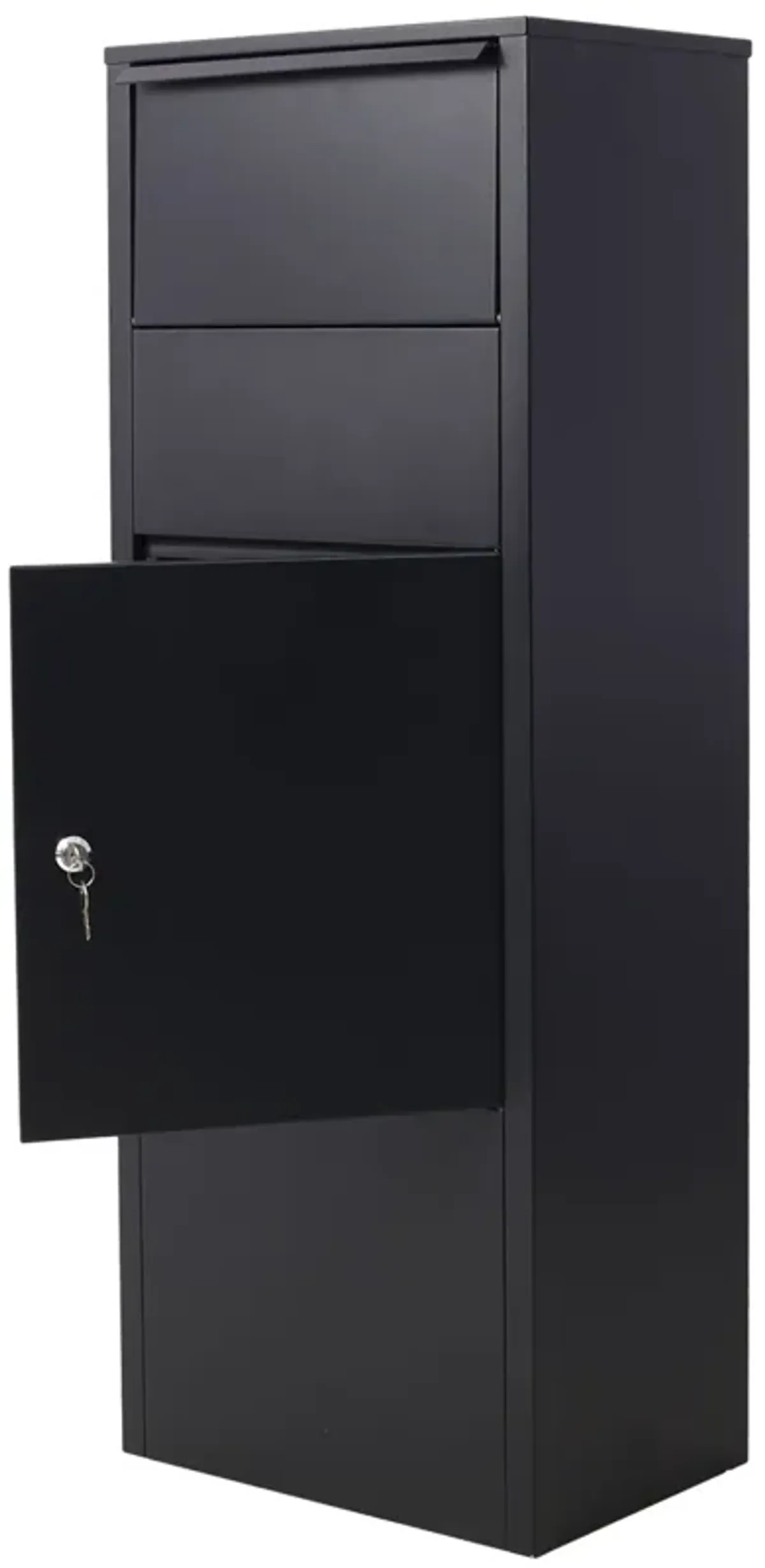 Large Package Delivery Parcel Mail Drop Box With Lockable Storage Compartment Heavy Duty Weatherproof For Express Mail Delivery For Home & Business Use - Black