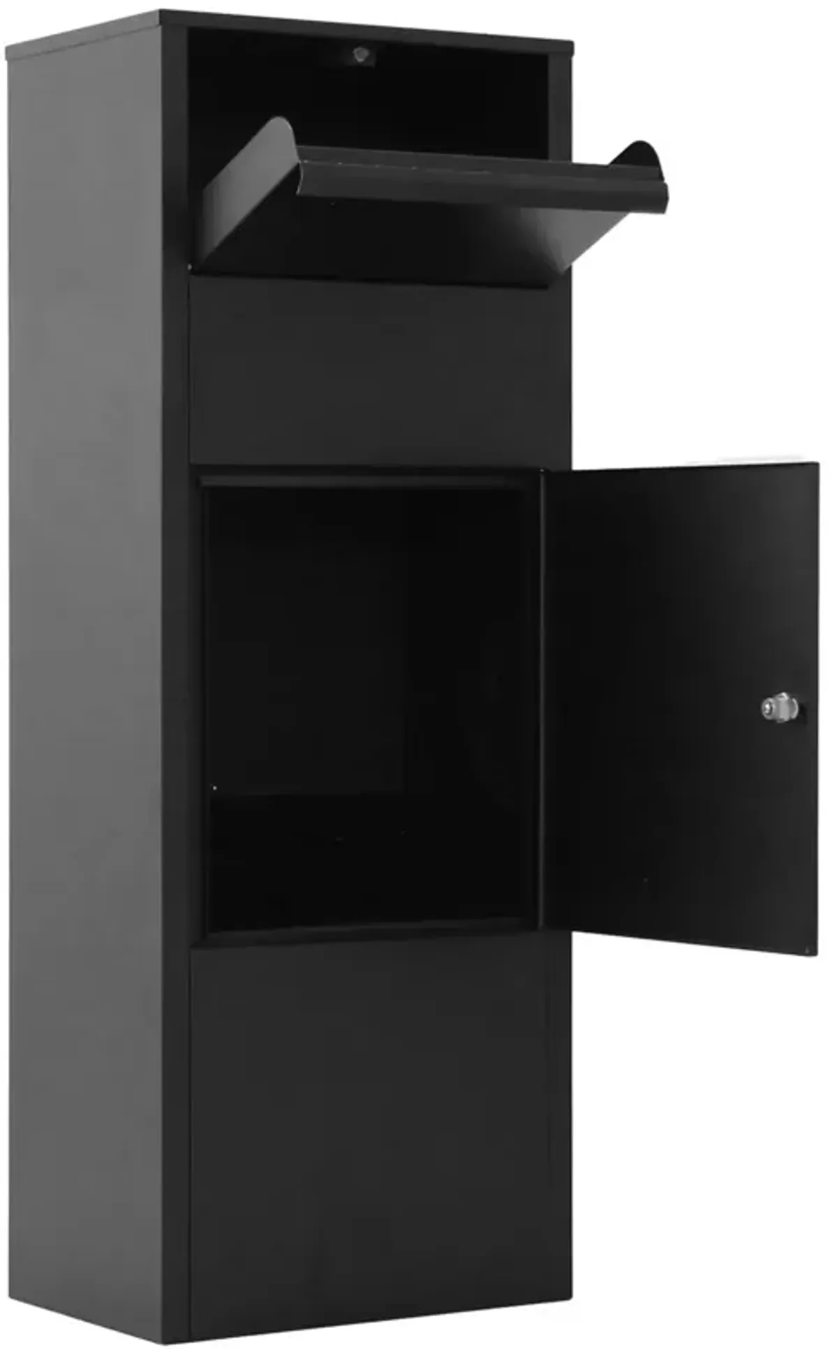 Large Package Delivery Parcel Mail Drop Box With Lockable Storage Compartment Heavy Duty Weatherproof For Express Mail Delivery For Home & Business Use - Black