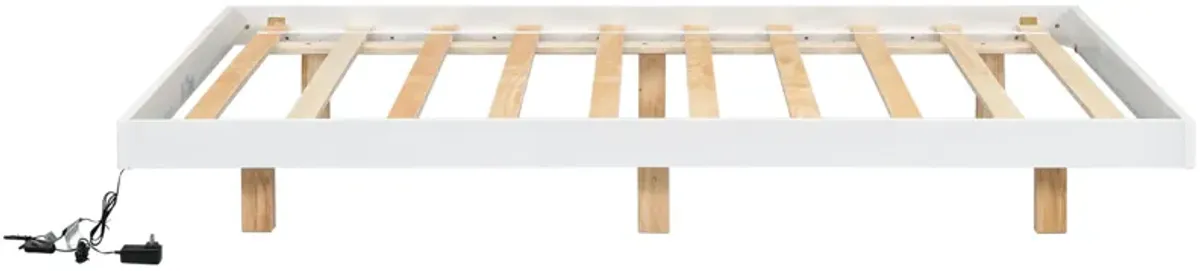 Floating Bed With LED Lights Underneath, Modern Low Profile Platform Bed With LED Lights