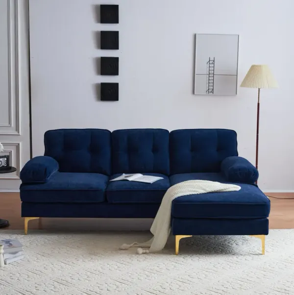 Modern Sectional Sofas Couches Velvet L Shaped Couches For Living Room, Bedroom